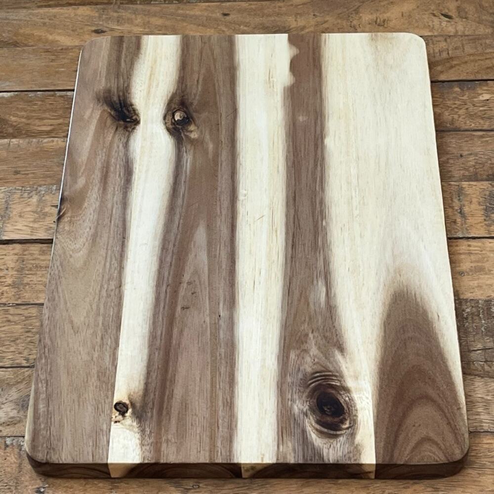 14" Cutting Board Acacia Wood natural Grain w/ Juice Groove - Picture 3 of 7
